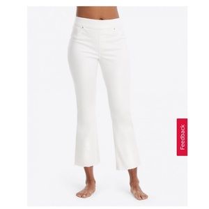 NWT Spanx crop flare white denim